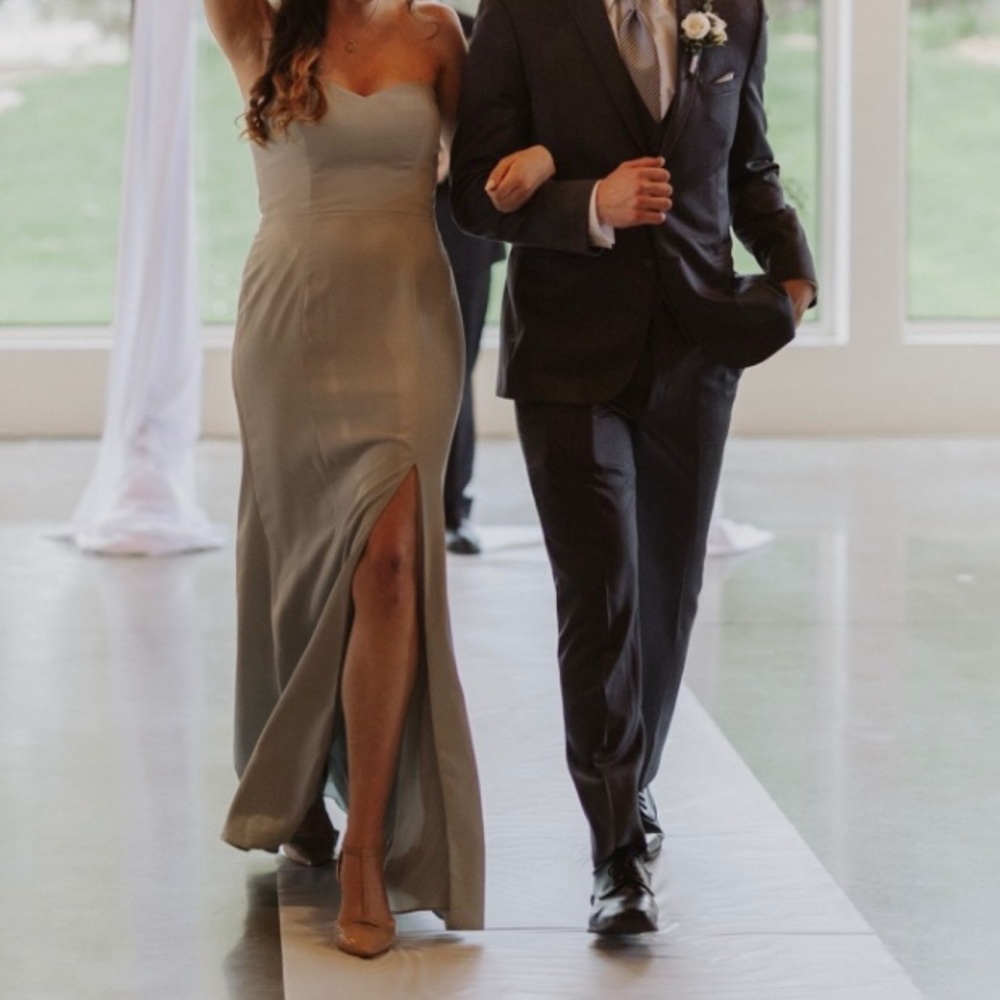 Dessy Bridesmaids Dress - Crepe Willow Green